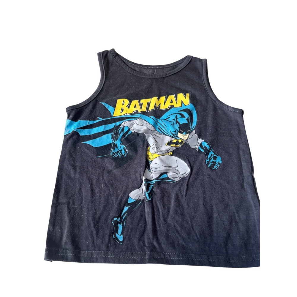 Batman Boys Black Graphic Tank Top Superhero Sleeveless Shirt 4T